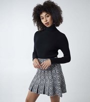 Blue Vanilla Black Geometric Mini Tennis Skirt
